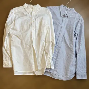 새상품급 2장 세트 유니클로 옥스퍼드 스트라이프 긴팔 셔츠 M 사이즈