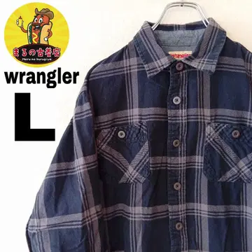 USA 구제 의류 wrangler 플란넬 셔츠 L 블랙 브라운 체크