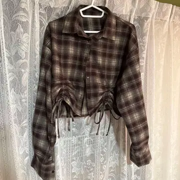 Libby&Rose 거의 새상품 브라운 계열 체크 크롭 셔츠