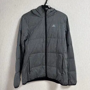adidas 체크 무늬 후드 부착 골프용 점퍼