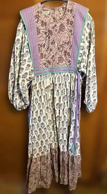 사루체 핸드 블록 프린트 긴팔 원피스