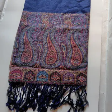 캐시미어 페이즐리 무늬 스톨 네이비