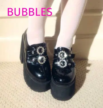 BUBBLES 통굽 로퍼 더블 버클 비쥬 24