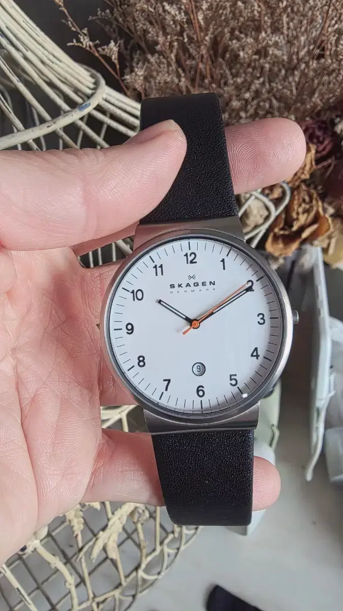 Skagen White Dial Leather Watch Men's Leather Watch