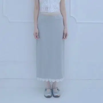 스미온 레이스 맨투맨 스커트 그레이