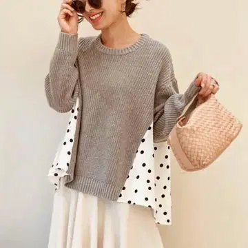 UNMINOU 앙미누 도트 도킹 그레이 니트