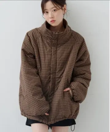 [미사용 새상품] kastane 체크 충전솜 리버서블 아우터 M