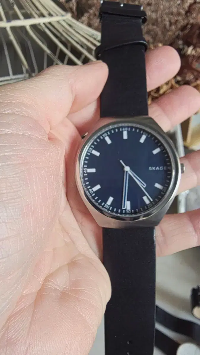 Skagen Black Leather Watch Men's Leather Watch