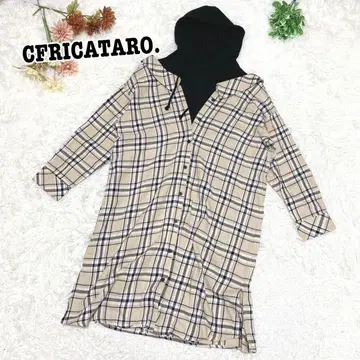 s.1763 [ 아프리카타로 ] 긴팔 도킹 셔츠 무릎 기장 원피스 F