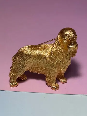 트리파리 빈티지 브로치 코카 스패니얼 개 골드