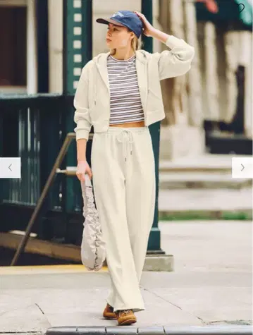 GU 퍼프 맨투맨 풀 집업 후드티, 팬츠 세트