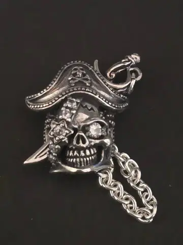 실버 목걸이 실버 925 해골 해적 실버 펜던트 탑