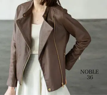 NOBLE 소프트 램 가죽 라이더 블루종 모카 브라운 36