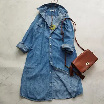 유나이티드 애로우즈 데님 셔츠 원피스 겉옷 블루 S