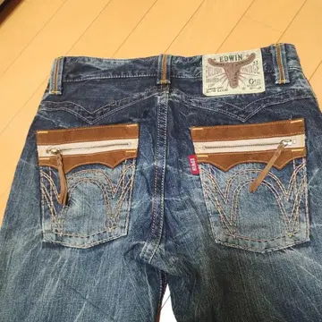 EDWIN 스트레이트 데님 다크 블루