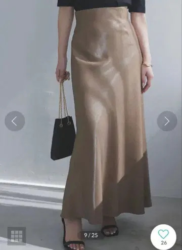 아뉴앙스 샤이니 새틴 내로우 스커트 (CAMEL) S 사이즈