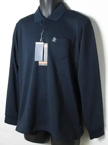 새상품 먼싱웨어 골프 속기모 히트 네비 긴팔 피케 셔츠/M