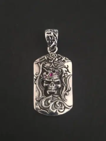 실버 925 펜던트 탑 스컬 큐빅 지르코니아