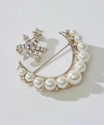 쿠미쿄쿠 트윈 스타 펄 브로치 별 달 세트