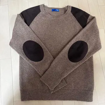 BEAMS 브라운 니트 스웨터 엘보 배치 포함