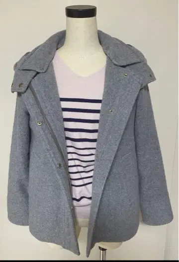 후드 탈부착 숏 울 코트