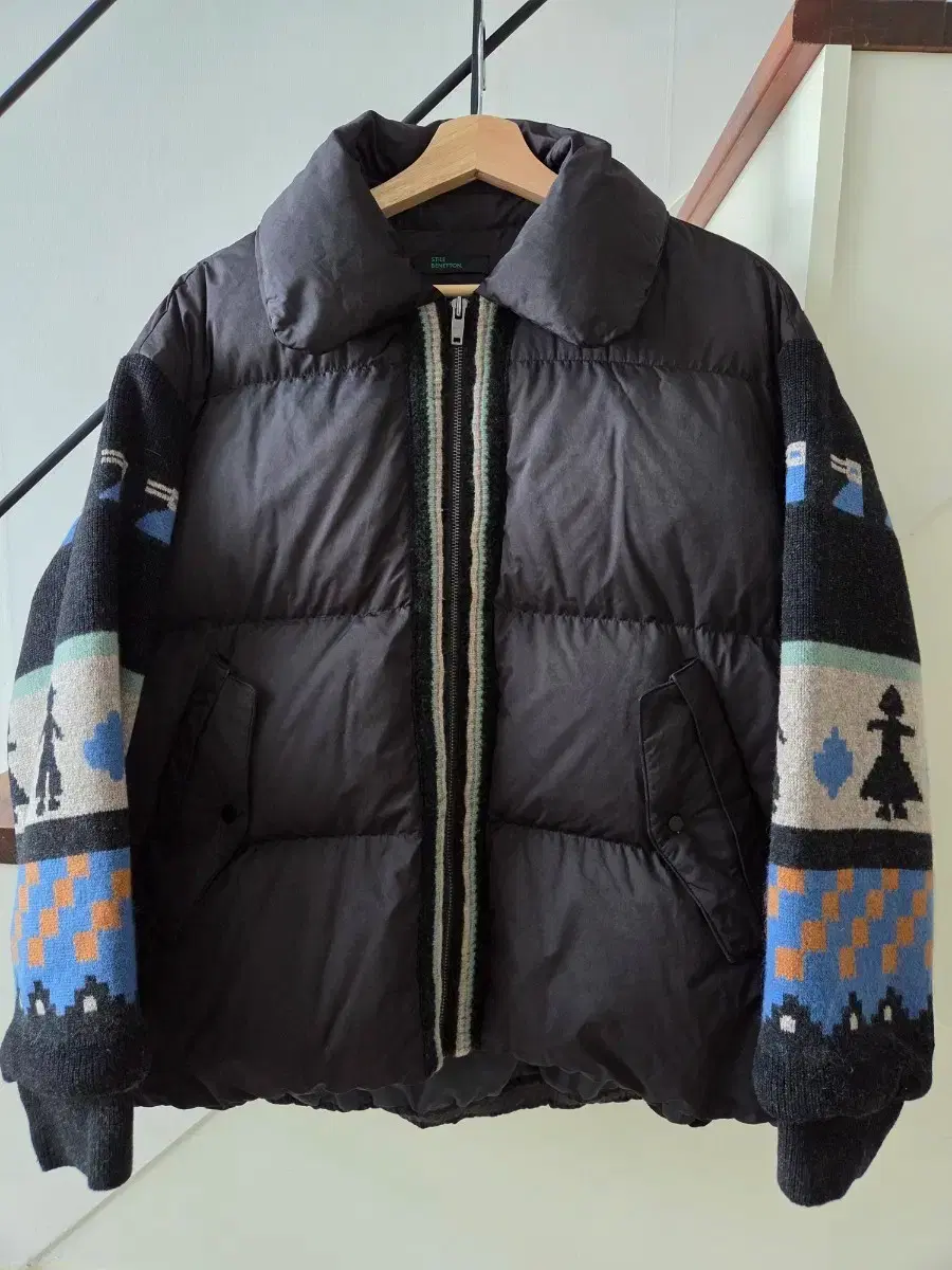 United Colors Of Benetton Knit Sleeve Goose Padding