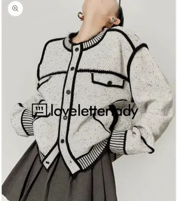 AURORA boutique 바이컬러 스티치 니트 가디건 M