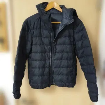 남성용 다운 자켓 S 블랙 후드 부착