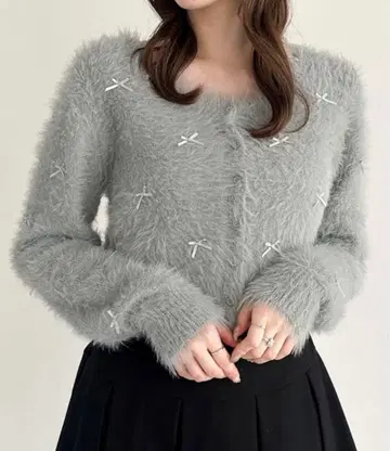 [ Heather ] [ 정가 6600엔 ] 샤기 리본 가디건