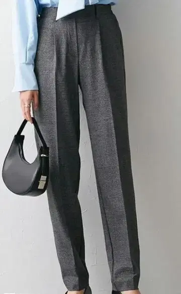 인심 긴 체크 팬츠 차콜 그레이