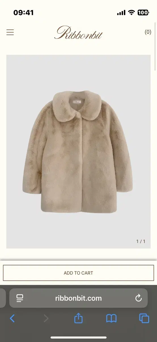 Ribbon Light Gu Monet) Edit Fur Jacket Beige