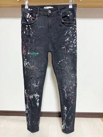 페인트 ZARA MAN 데미지 스트레치 스키니 데님 청바지