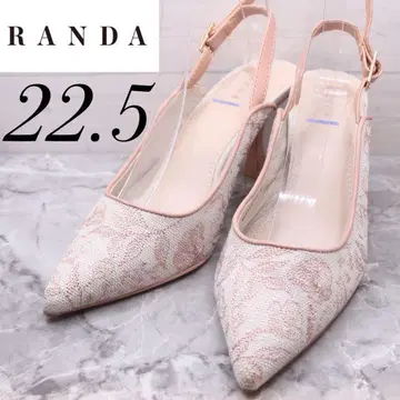 [ 새상품급 ] RANDA 펌프스 핑크 꽃무늬 레이스 슬링백 22.5