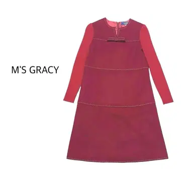 M'S GRACY 엠즈 그레이시 와인 레드 리본 원피스