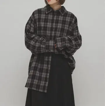 KBF BIG 블랙 체크 셔츠