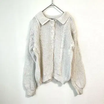 CABIN CREEK 아이보리 가디건 [ S ] 카라 부착 큼직한 화이트