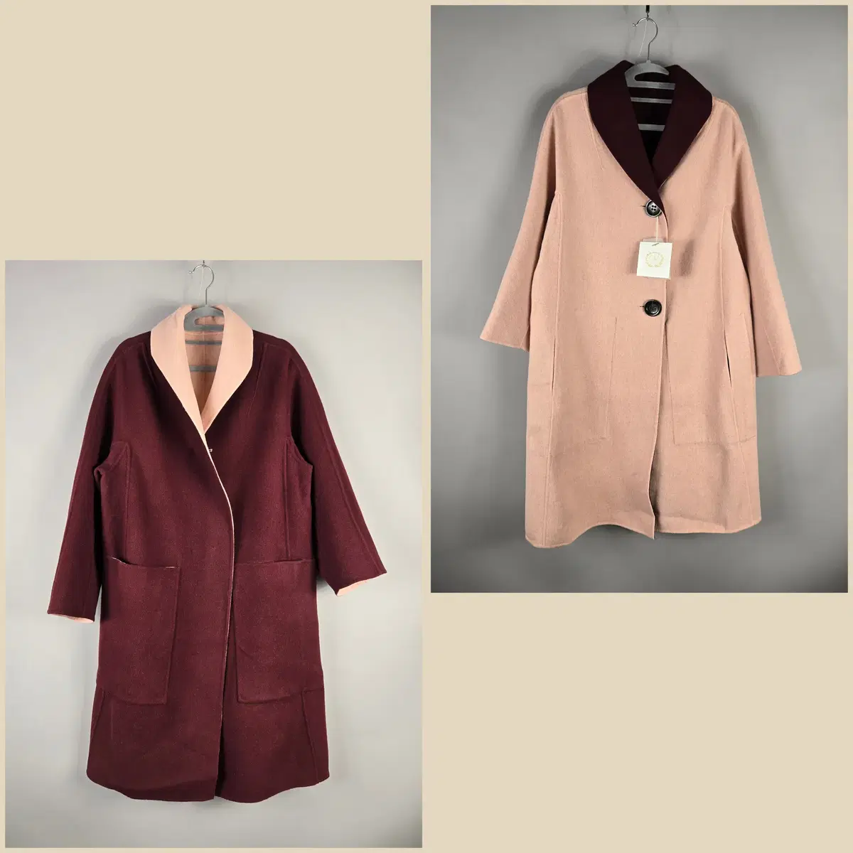 [Free Shipping] New CM Collection 40 Women's Double-Sided Angora Wool Long Coat Reversible