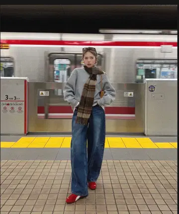 nalm 배럴 레그 와이드 데님