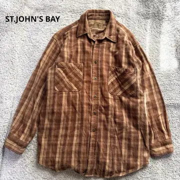 최고의 배색 90~00년대 세인트 존스 베이 체크 플란넬 셔츠 브라운 L