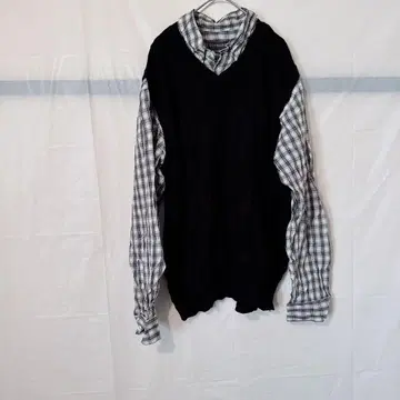 새상품급 COVINGTON 체크 무늬 셔츠 니트 베스트 L/G 셔츠