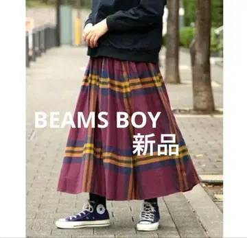 [ 새상품 택 포함 ] BAMS 빅 타탄 스커트 보르도