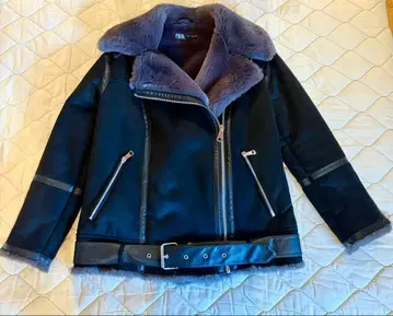 ZARA 페이크 무스탕 라이더 자켓