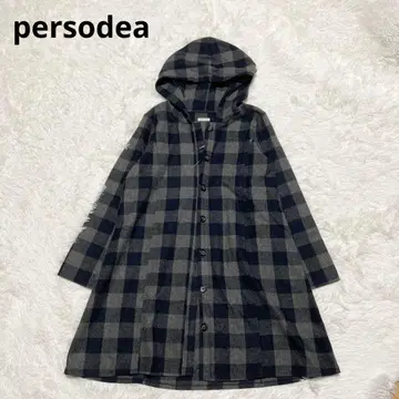 persodea 후드 롱 셔츠 가디건 L 체크 긴팔 새상품