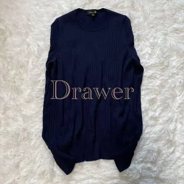 현행 drawer 18G 캐시미어 실크 립 크루넥 네이비 2