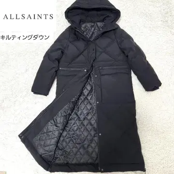 새상품급 초 롱 기장 올세인츠 다운 코트 L 사이즈 퀼팅 블랙