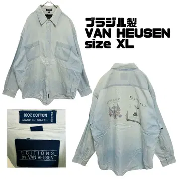 레어 VAN HEUSEN 긴팔 데님 셔츠 백 프린트 XL