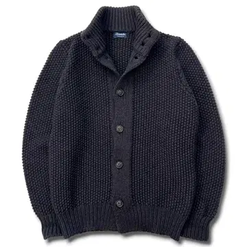 새상품급 DRUMOHR 스탠드 카라 메리노울 가디건 44 블랙