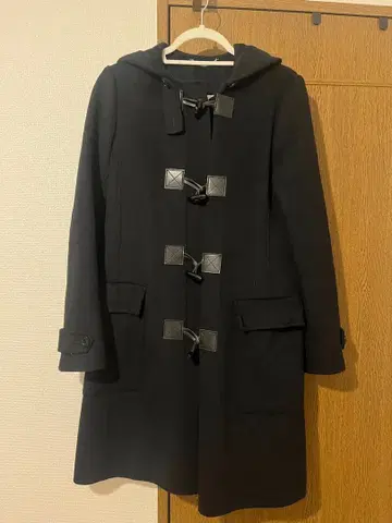 23구 블랙 더플 코트 후드 부착