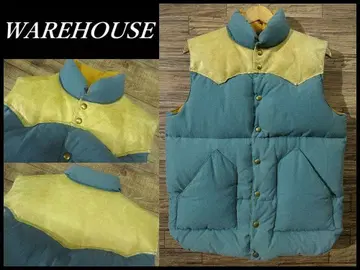 웨어하우스 더블웍스 빈티지 복각 레더 요크 다운 베스트 M