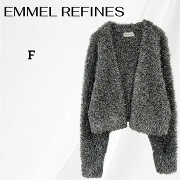 EMMEL REFINES EM 라메 니트 가디건 긴팔 실버